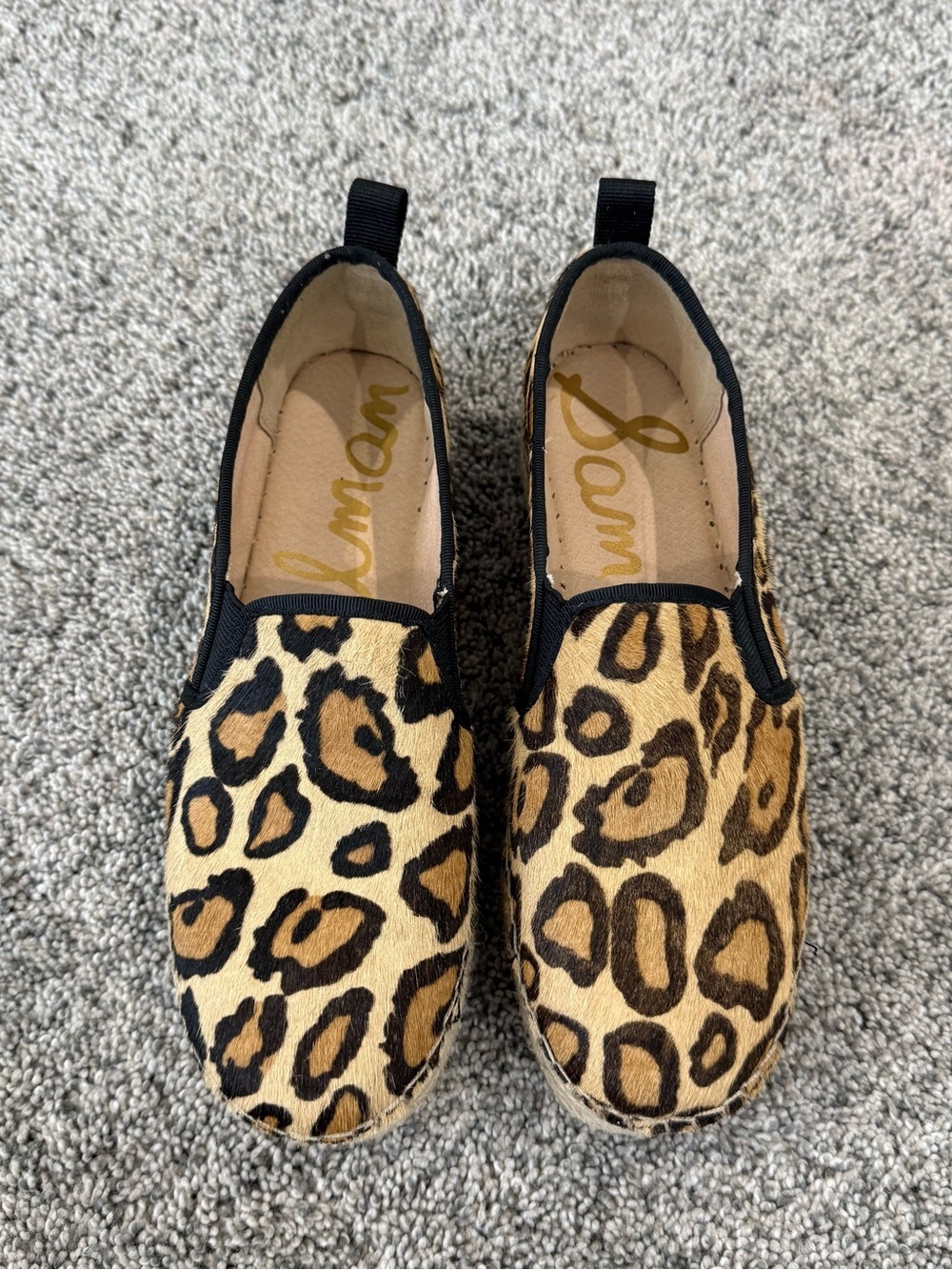 Sam Edelman Carrin Calf Hair Leopard Print Platform Espadrilles Women's US 7